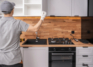 cabinetmaker finishing kitchen installation