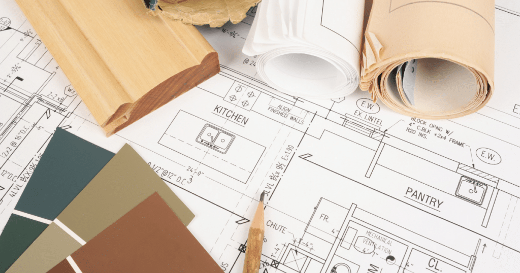 kitchen renovation blueprint or layout