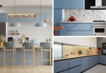 beautiful kitchen cabinets in blue hues