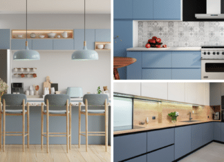 beautiful kitchen cabinets in blue hues