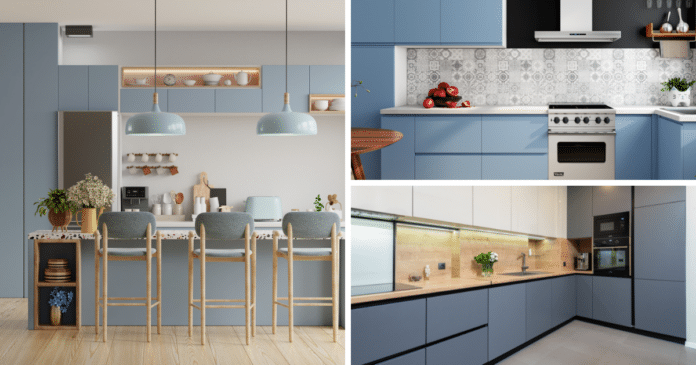 beautiful kitchen cabinets in blue hues