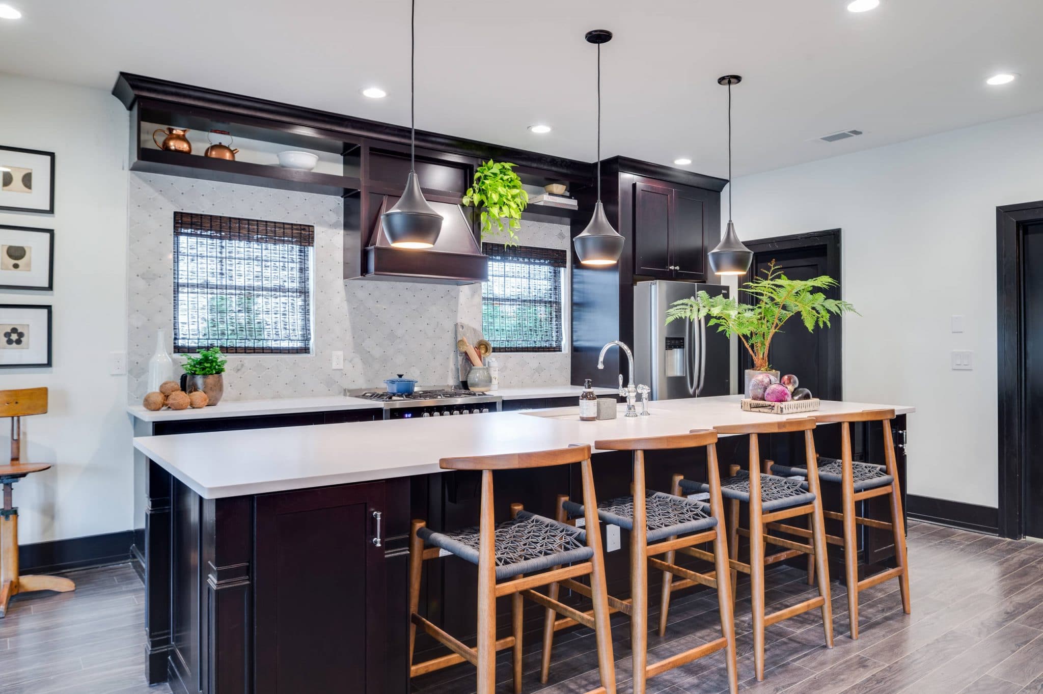 galley style with a kitchen island