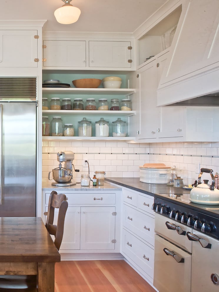 open shelving cabinets