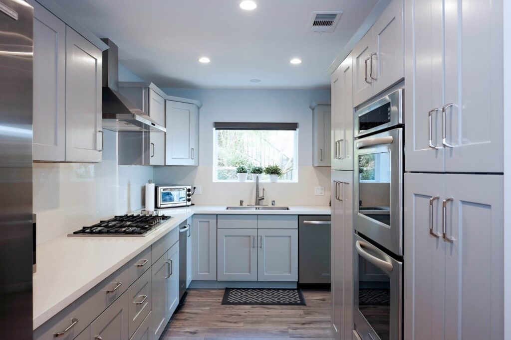 light grey shaker cabinets