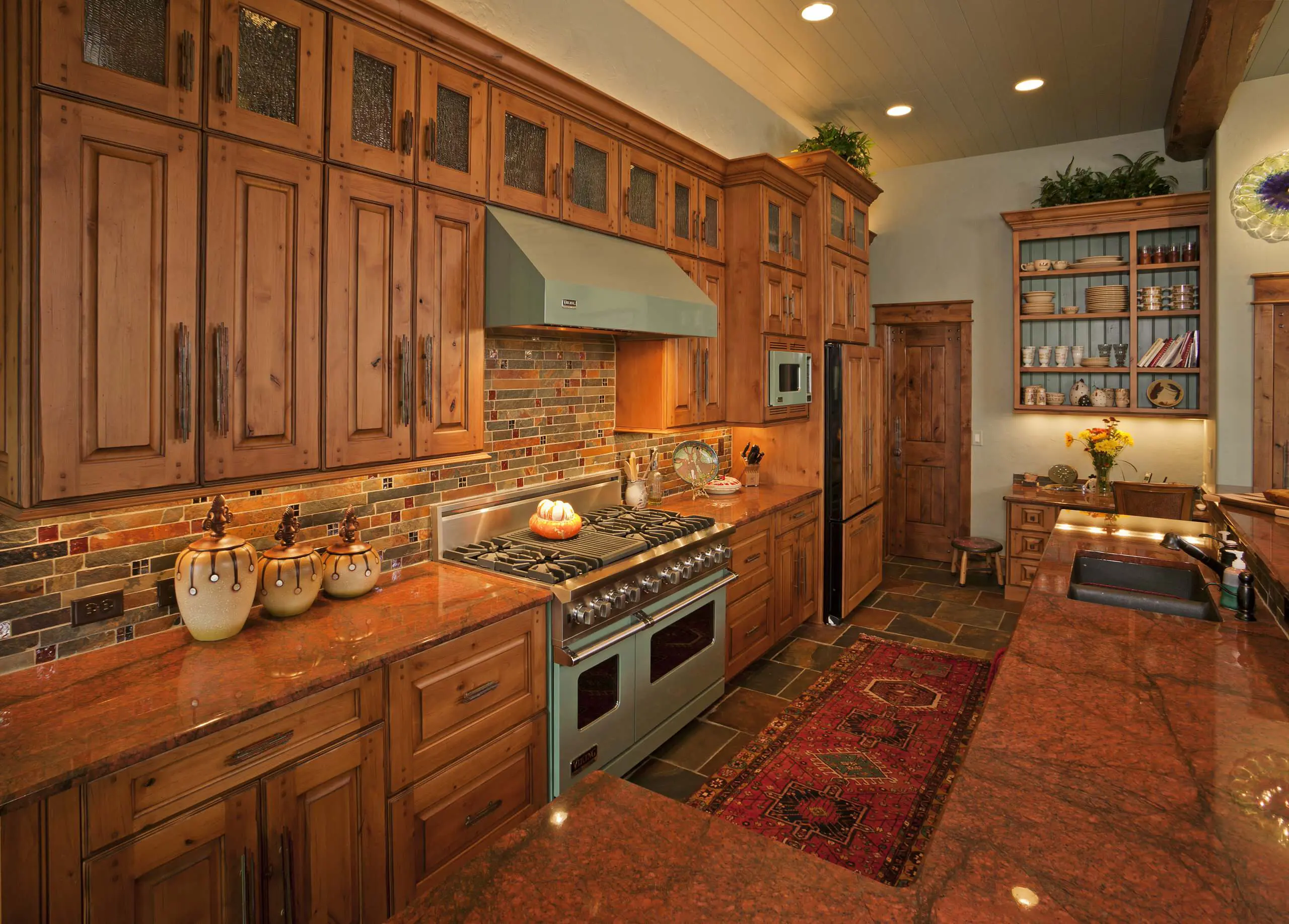 stained-kitchen-cabinets-hard-wood-maple-warm-kitchen