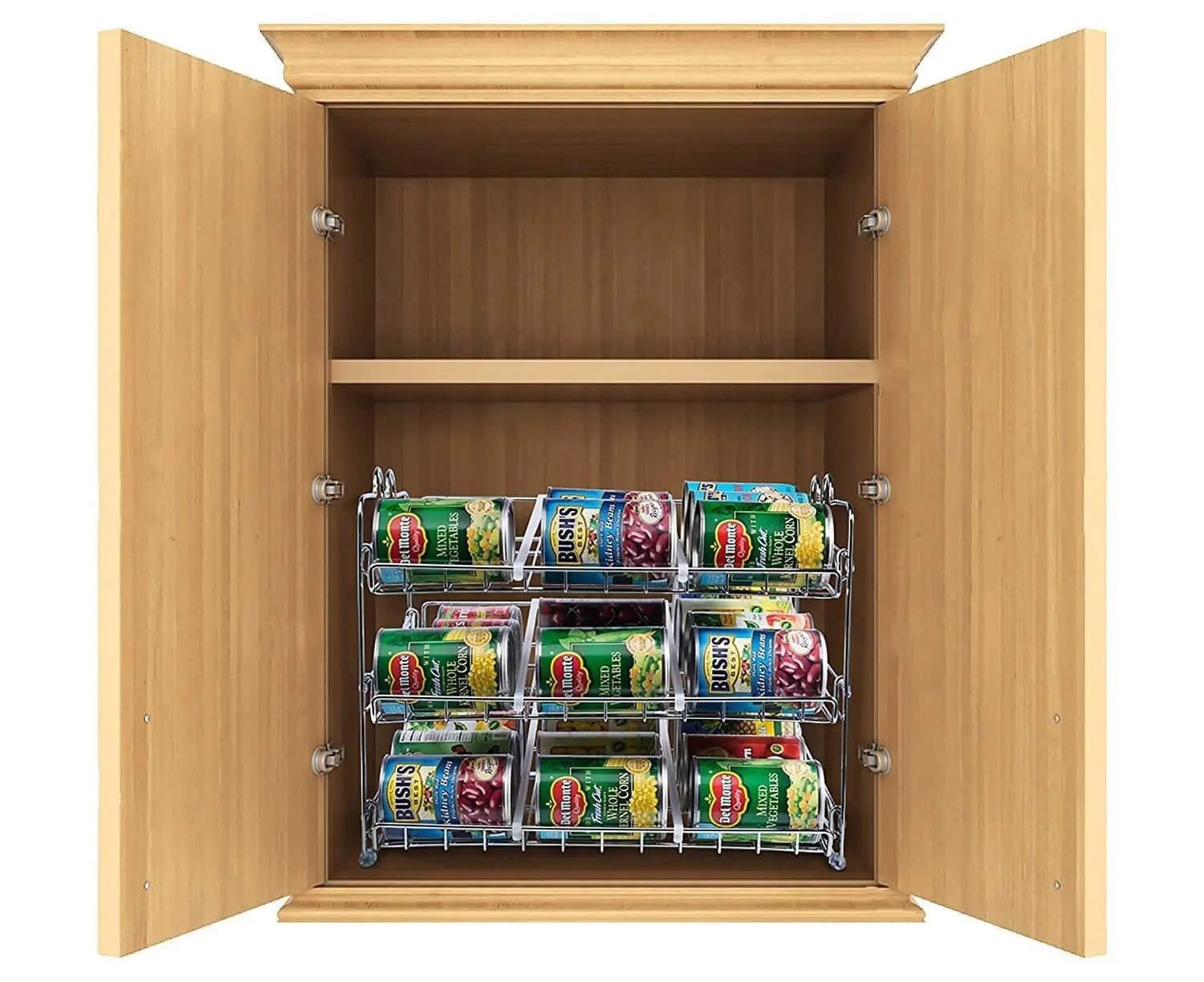 Stackable Can Organizer in Kitchen Cabinet