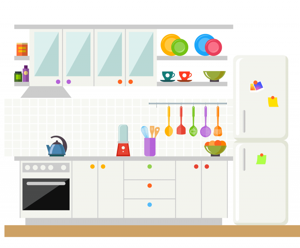 white kitchen cabinet idea - colorful decoration