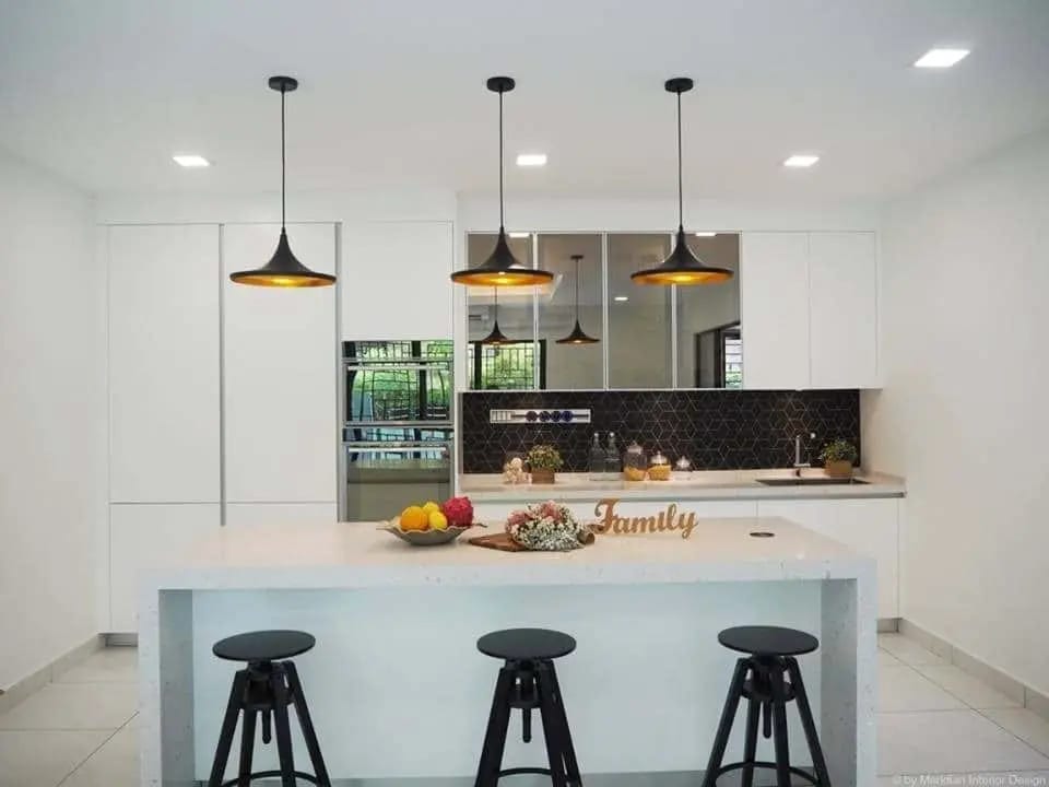 Modern White Kitchen for Double Storey Home in Subang Jaya Dry from recommend.me Best Online Cabinets california