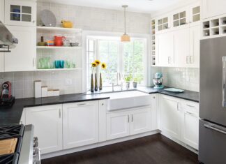 Ordering the Correct Kitchen Cabinets Online white kitchen cabinets with dark countertop