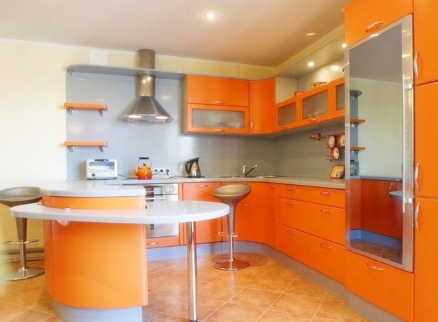 orange colored kitchen cabinets