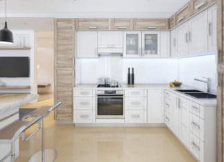 How to Go Modern with White Shaker Cabinets wood and white kitchen design
