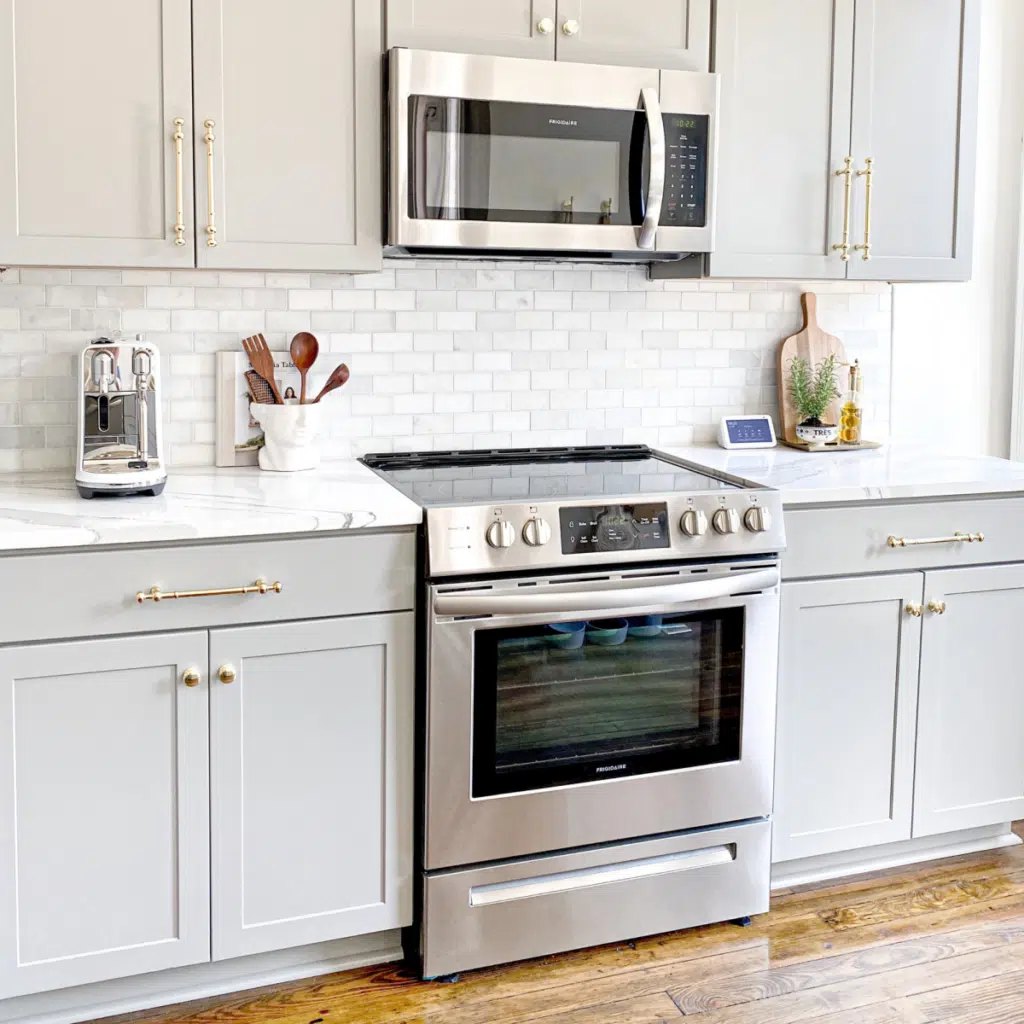 microwave installed over the stove