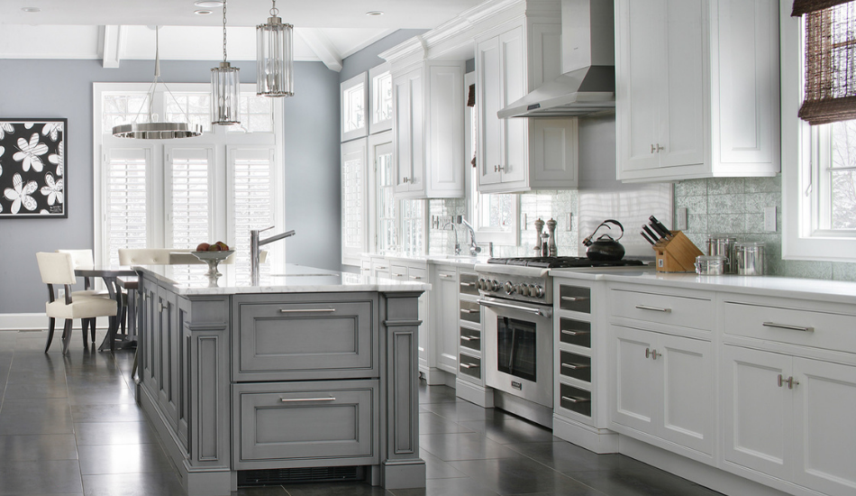 two-toned shaker kitchen cabinets