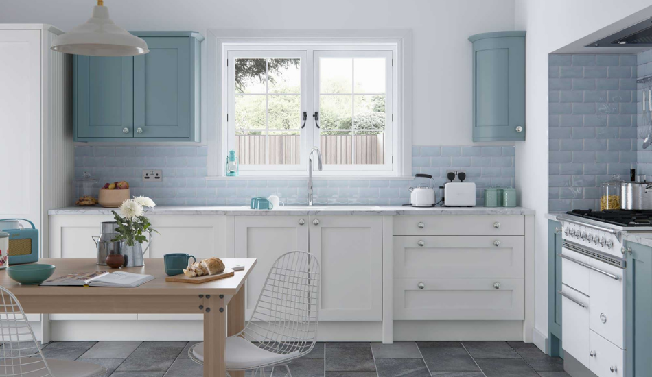 two-toned shaker kitchen cabinets