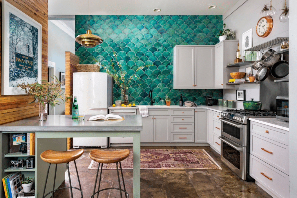 eclectic style kitchen patterns and textures