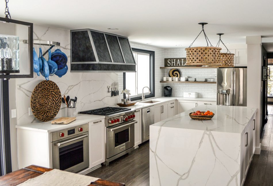 transitional style kitchen countertop design