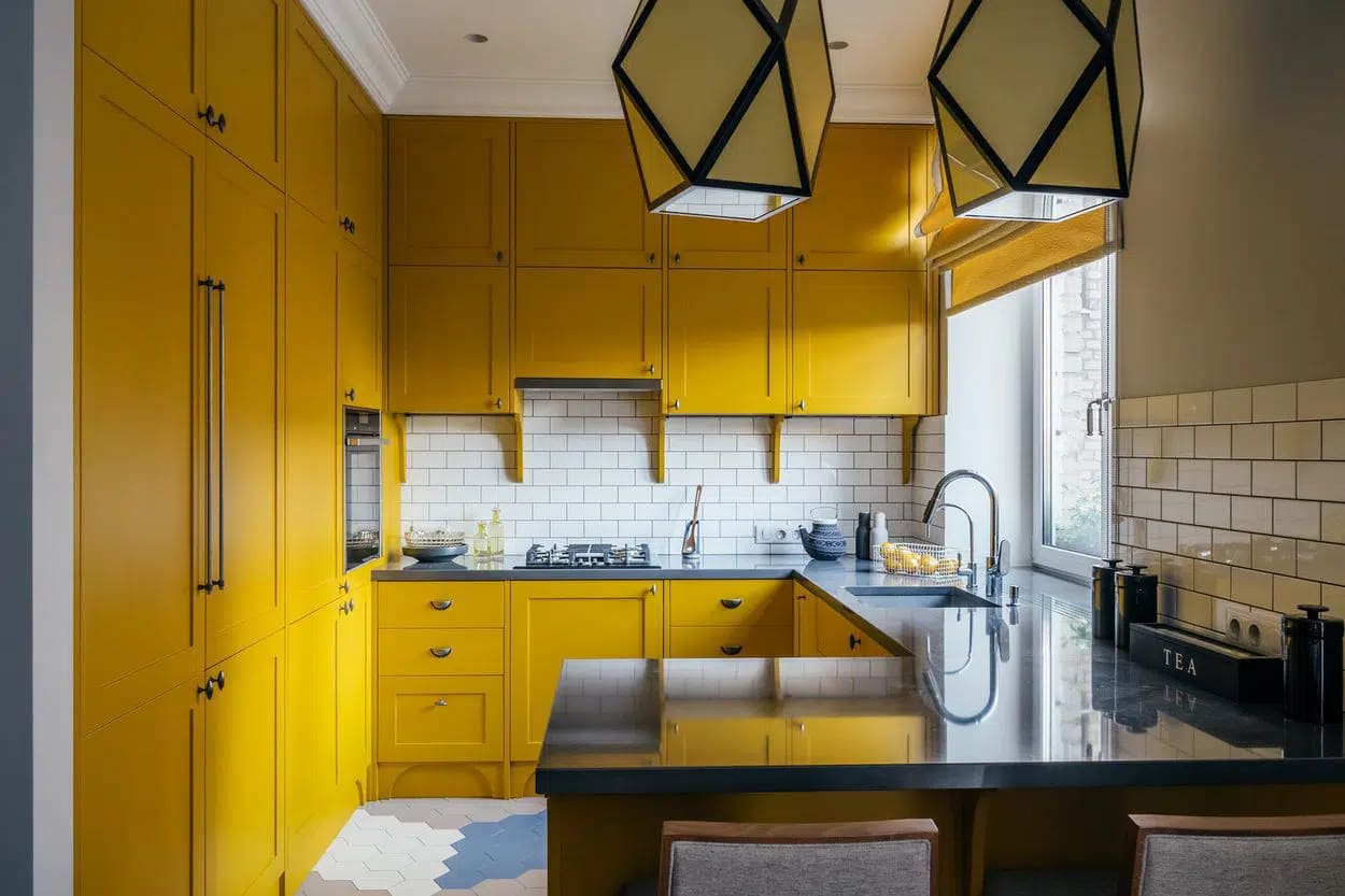 colored shaker cabinets