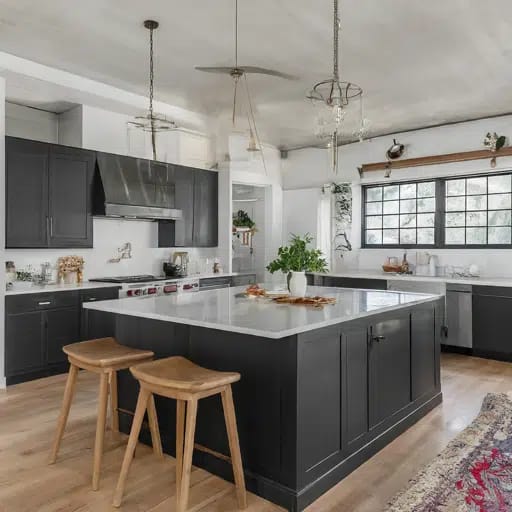  A spacious island-centered kitchen design exuding elegance