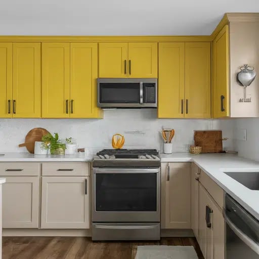Kitchen with bright and neutral cabinets 