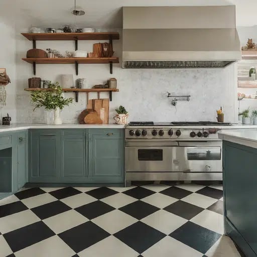  classic checkerboard floor and vintage hardware kitchen ideas