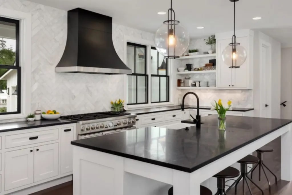 Contemporary Kitchen with hood cover
