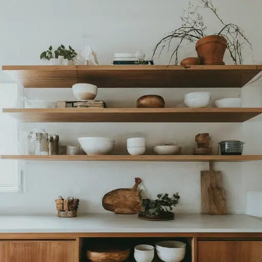  Open-shelf designs in kitchen