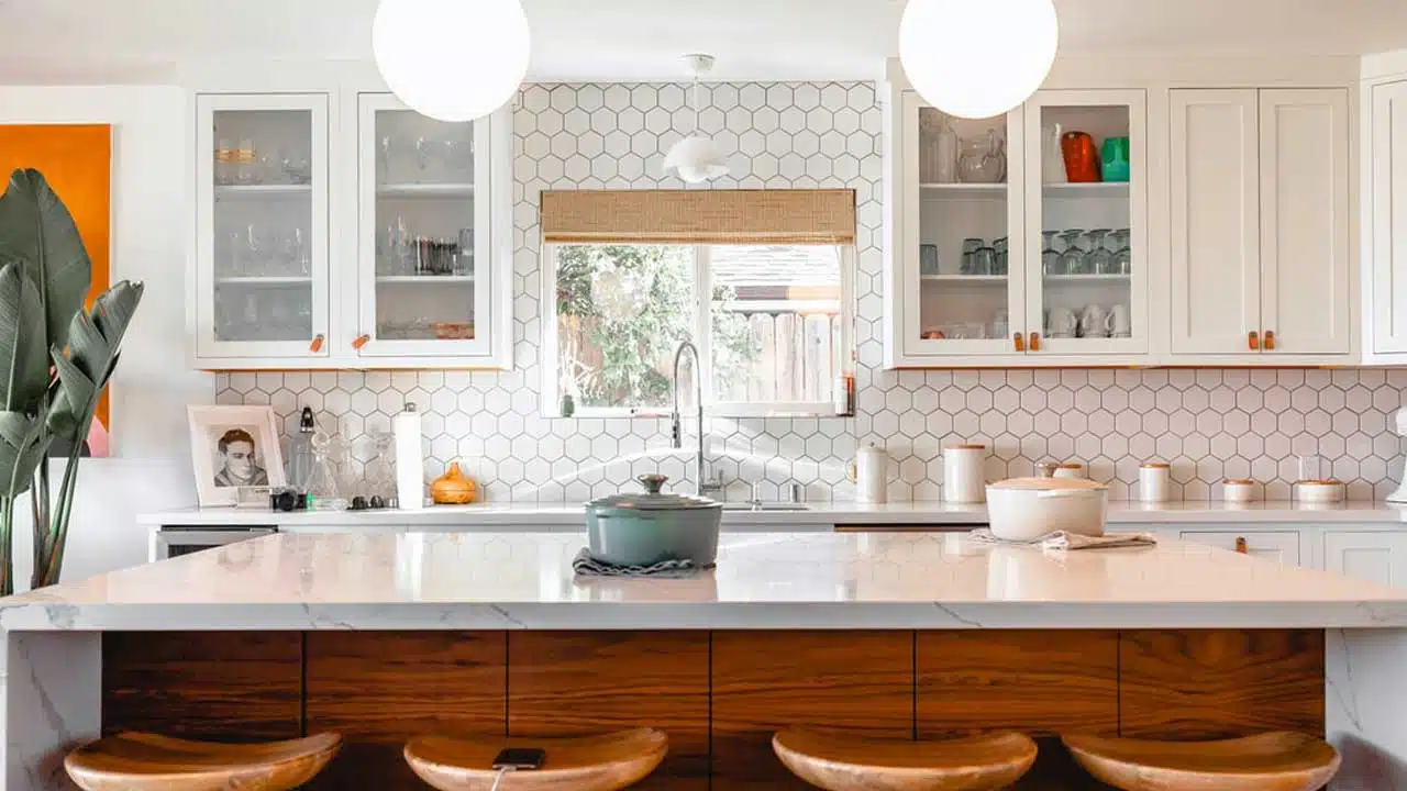 kitchen island with long counterspace