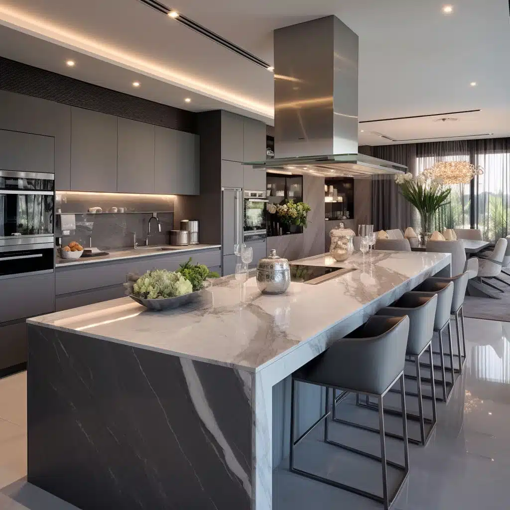 modern kitchen with under cabinet lighting