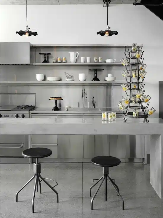 grey industrial style kitchen design