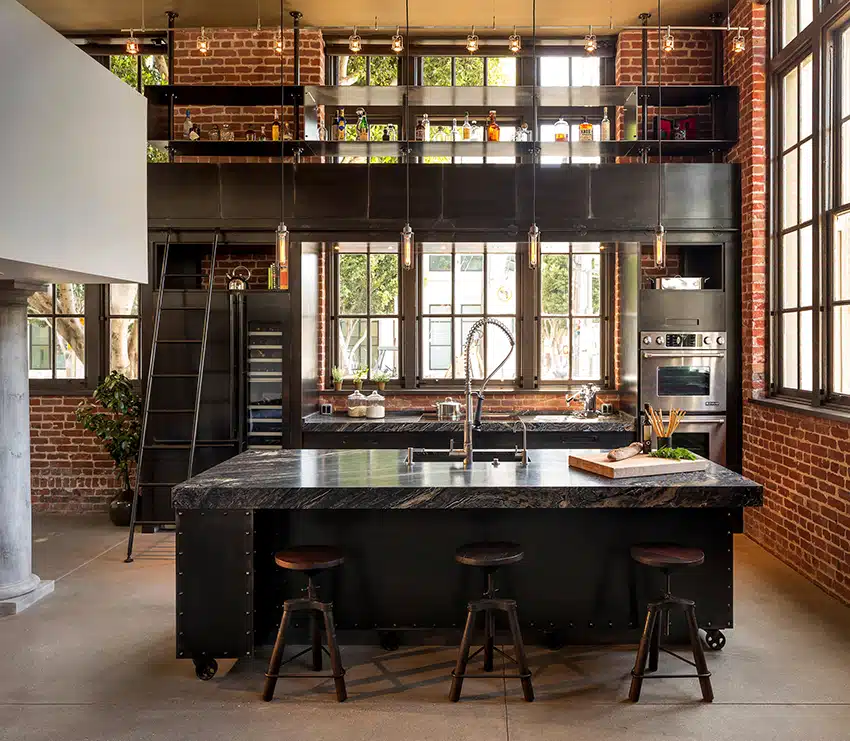 loft style industrial kitchen design idea