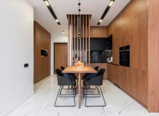 Creating A Beautiful Kitchen With Stylish Custom Cabinets Stylish custom kitchen cabinets with wooden furniture and dining zone
