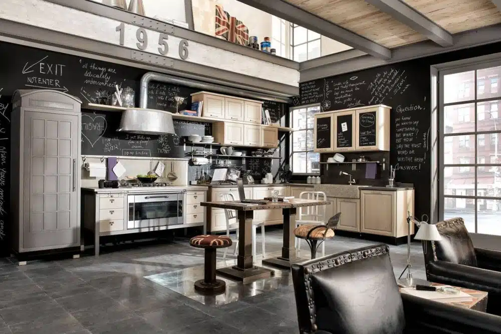 vintage and industrial style kitchen design