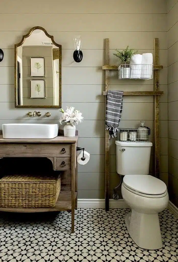 vintage light wood bathroom design ideas