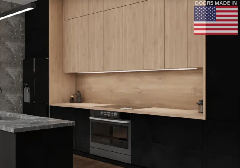 european flat panel kitchen cabinets - lacquer matte black finish