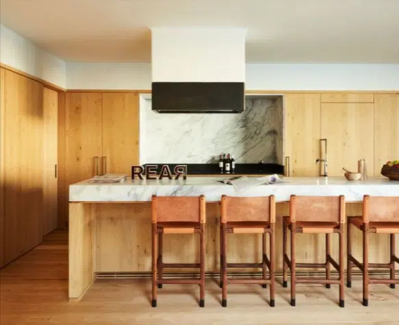 warm tones lyor cohen hamptons beach kitchen design