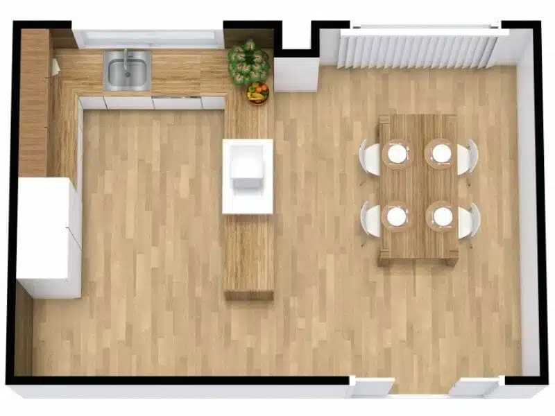 u shape kitchen layout by room sketcher