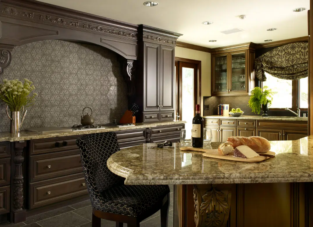 dark pieces mediterranean kitchen design