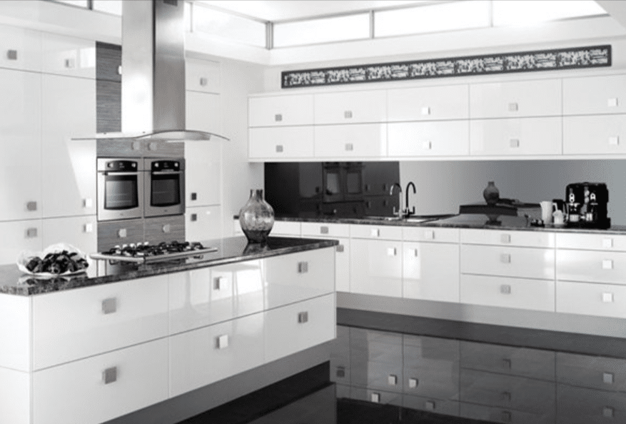 glossy white kitchen design