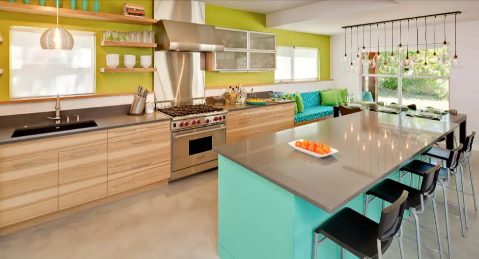 lime color kitchen accent wall