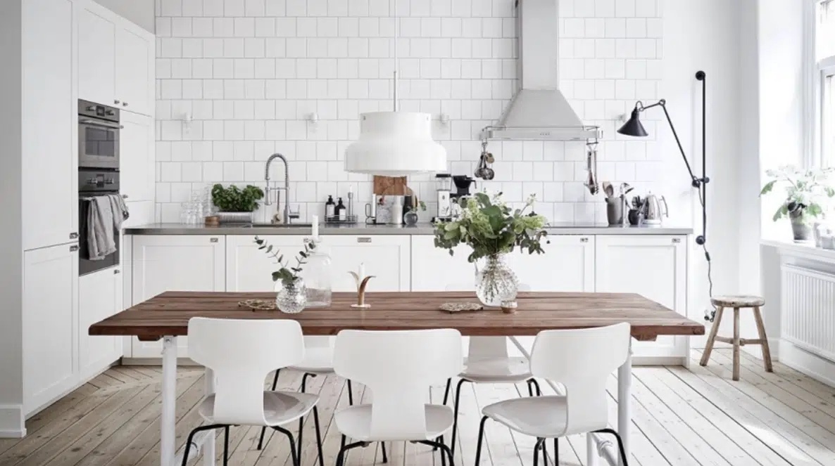 white and neutral scandi kitchen design