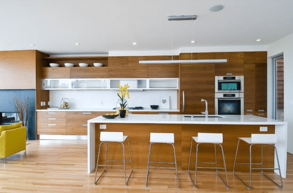 wood paneling kitchen design