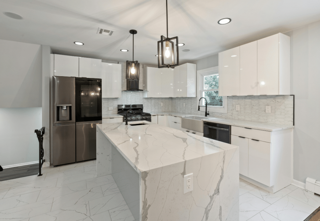kitchen with marble countertop