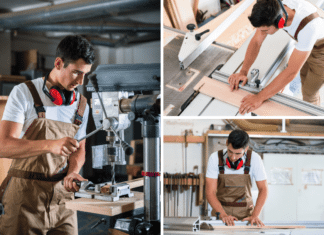 cabinet maker working on his wood workshop