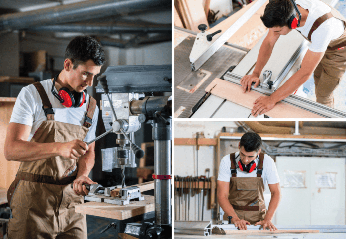 cabinet maker working on his wood workshop