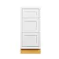 Snow White Inset Shaker 18" Three Drawer Base Cabinet - RTA thumbnail