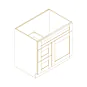 White Oak Shaker 30" Vanity Combo: One Door + Two Drawers (Left) - RTA thumbnail