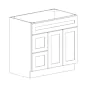 Sage Green Shaker 36" Vanity Combo: Two Doors + Two Drawers (Left) - RTA thumbnail