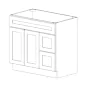 White Double Shaker 36" Vanity Combo: Two Doors + Two Drawers (Right) - RTA thumbnail