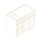 White Oak Shaker 42" Vanity Combo: Two Doors + Three Drawers (Left) - RTA thumbnail