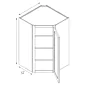 White Oak Shaker 24x42 Wall Diagonal Corner Cabinet - RTA thumbnail
